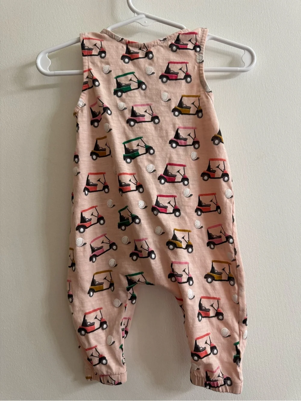 SIIX Pink Golf Cart Sleeveless Baby Romper